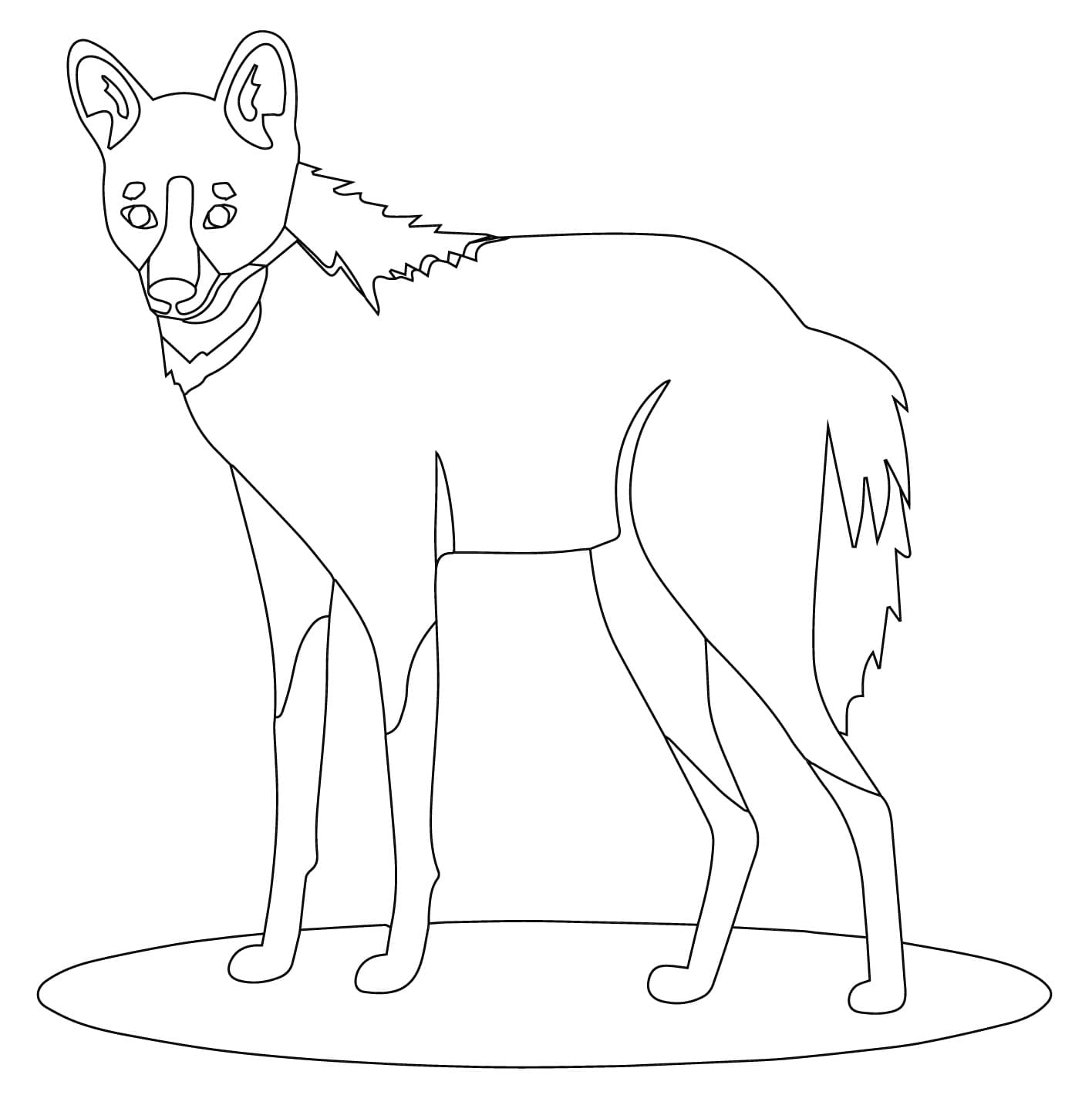 Desenho de Lobo Guara Simples para Colorir e Pintar