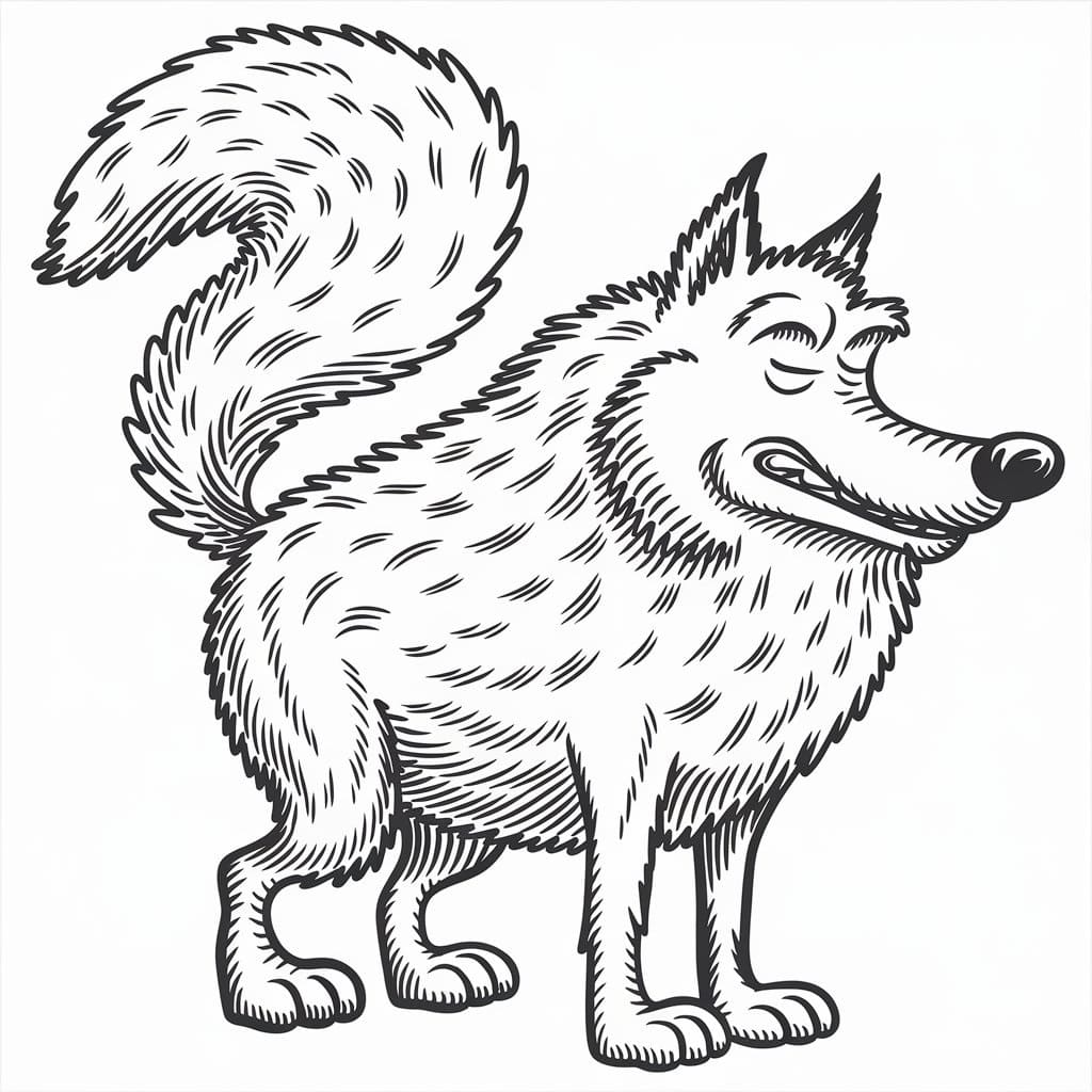 Desenho de Foto de Lobo Mau para Colorir e Pintar