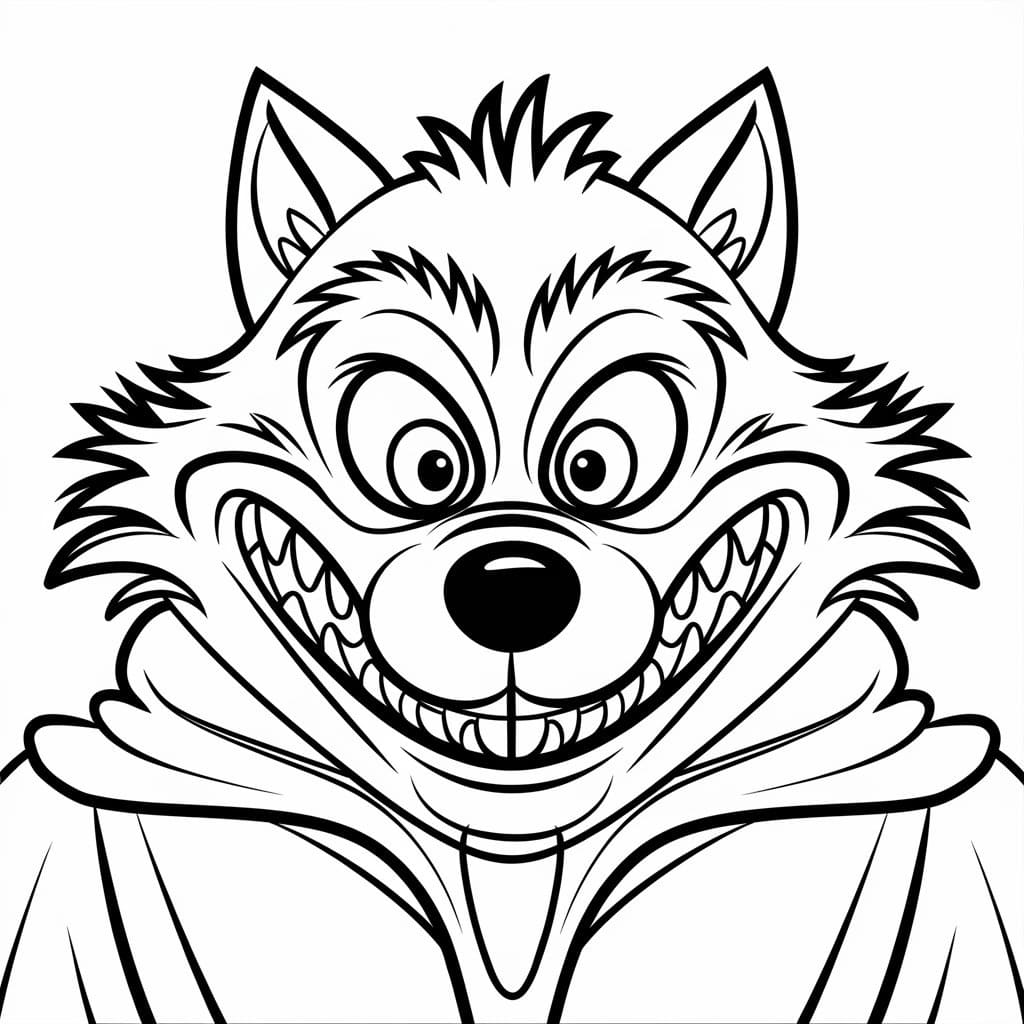 Desenho de Imagem de Lobo Mau para Colorir e Pintar