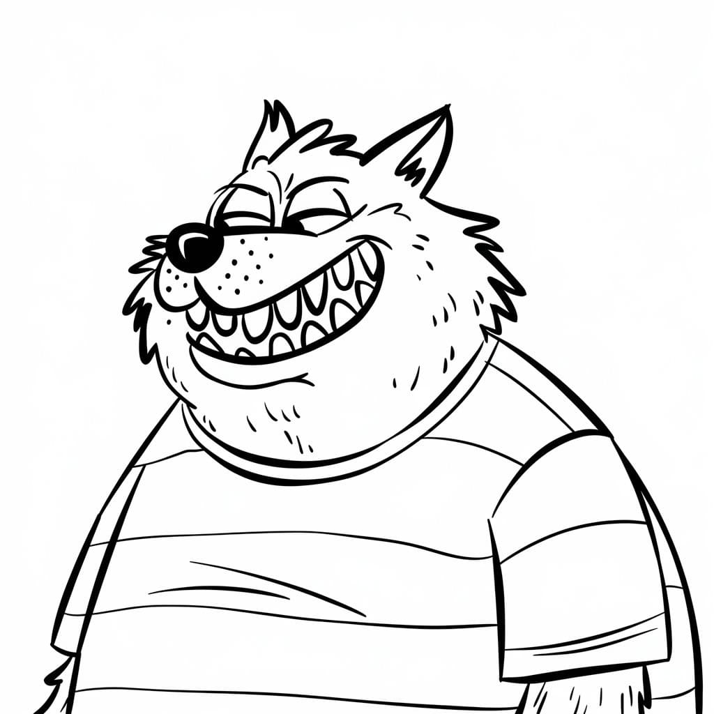 Desenho de Imprimivel Lobo Mau para Colorir e Pintar
