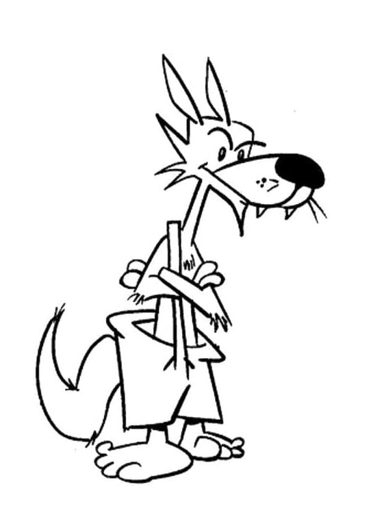 Desenho de Lobo Mau Engraçado para Colorir e Pintar