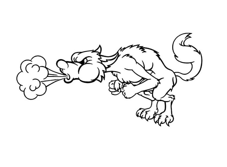 Desenho de Lobo Mau Imprimivel Grátis para Crianças para Colorir e Pintar