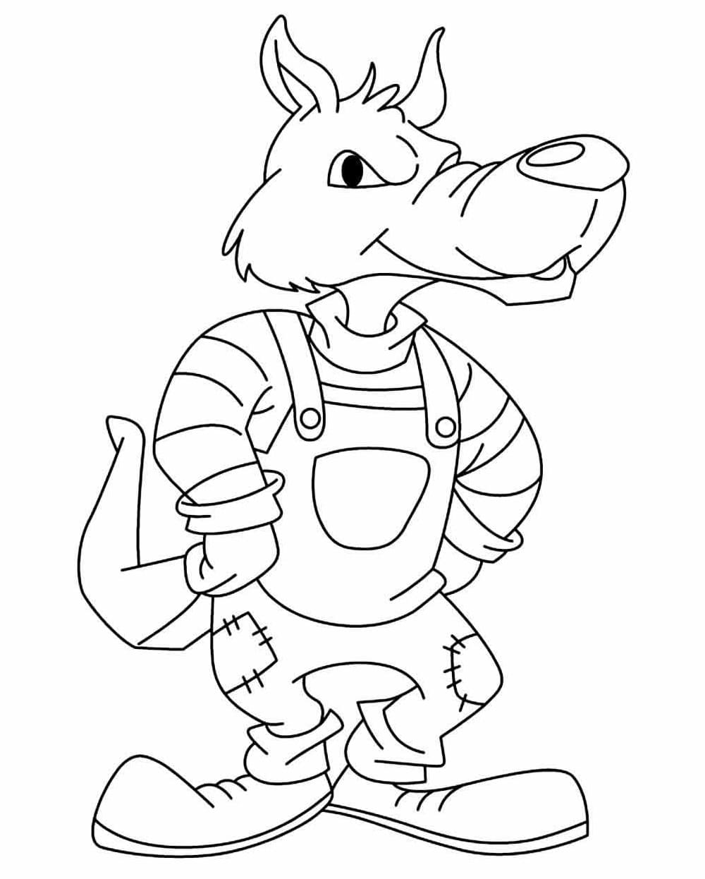 Desenho de Lobo Mau Imprimivel Grátis para Colorir e Pintar