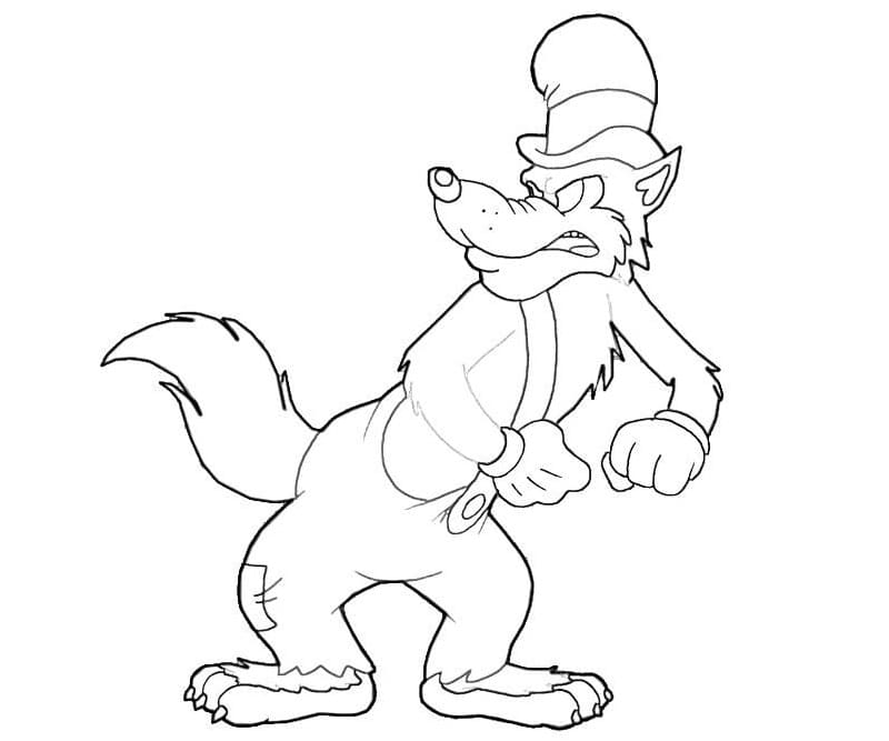 Desenho de Lobo Mau Imprimivel para Colorir e Pintar