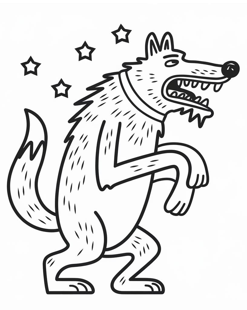 Desenho de Lobo Mau para Crianças de 1 Ano para Colorir e Pintar