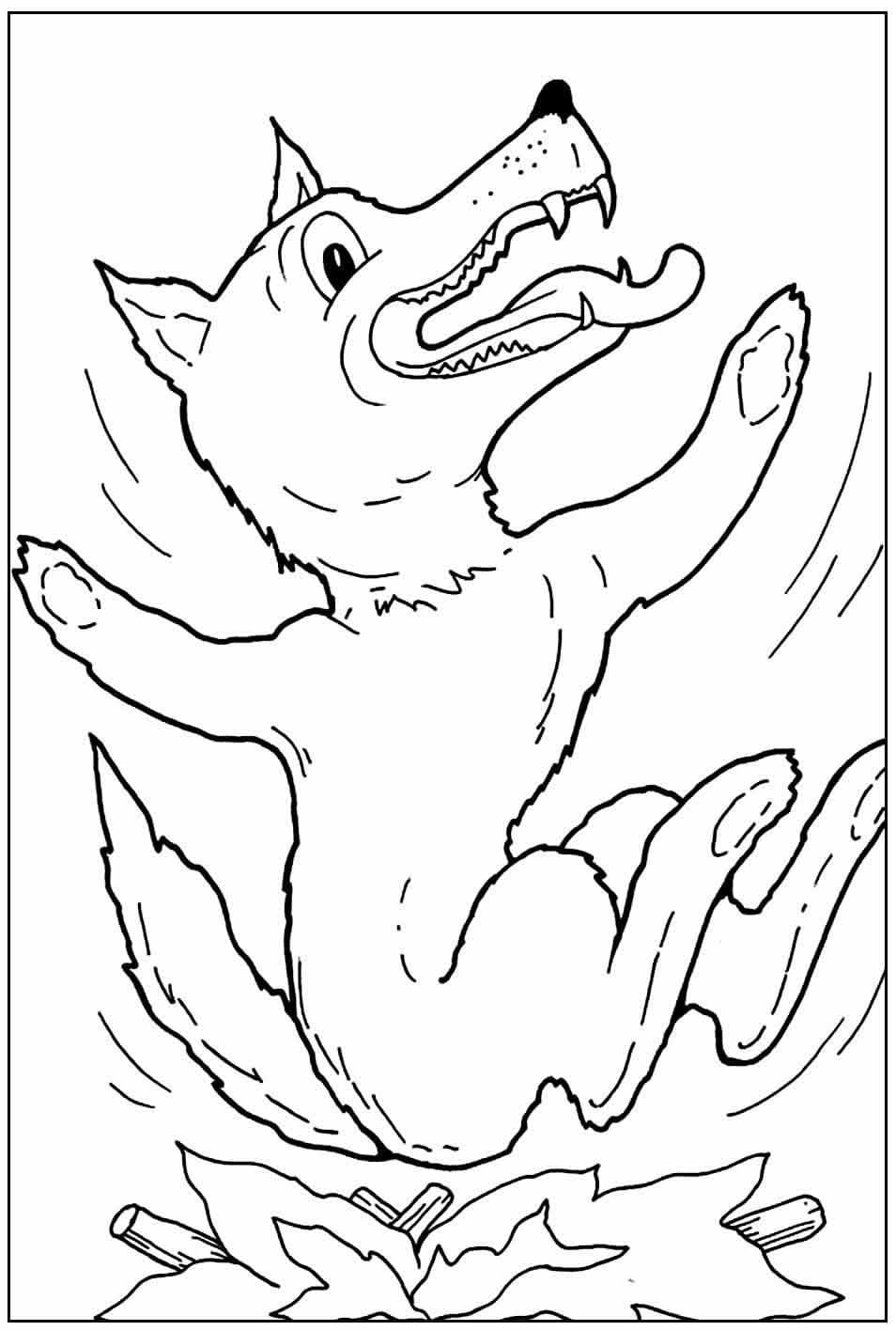 Desenho de Lobo Mau para Crianças para Colorir e Pintar