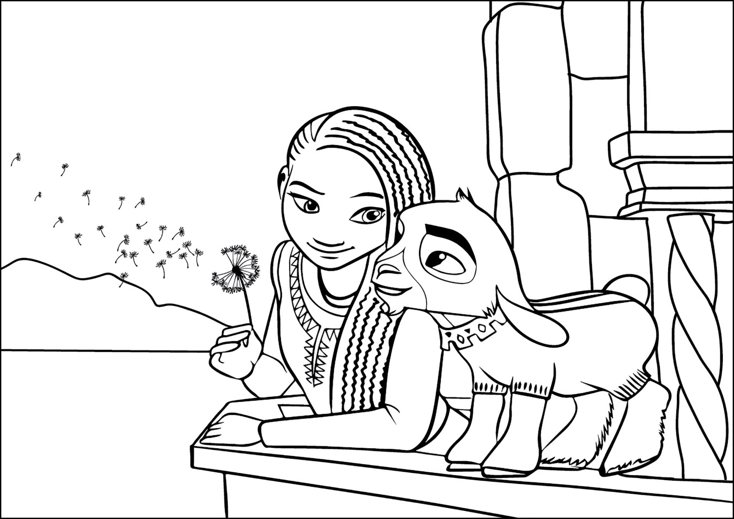 Desenho de Asha e Valentino de Wish para Colorir Scaled e Pintar