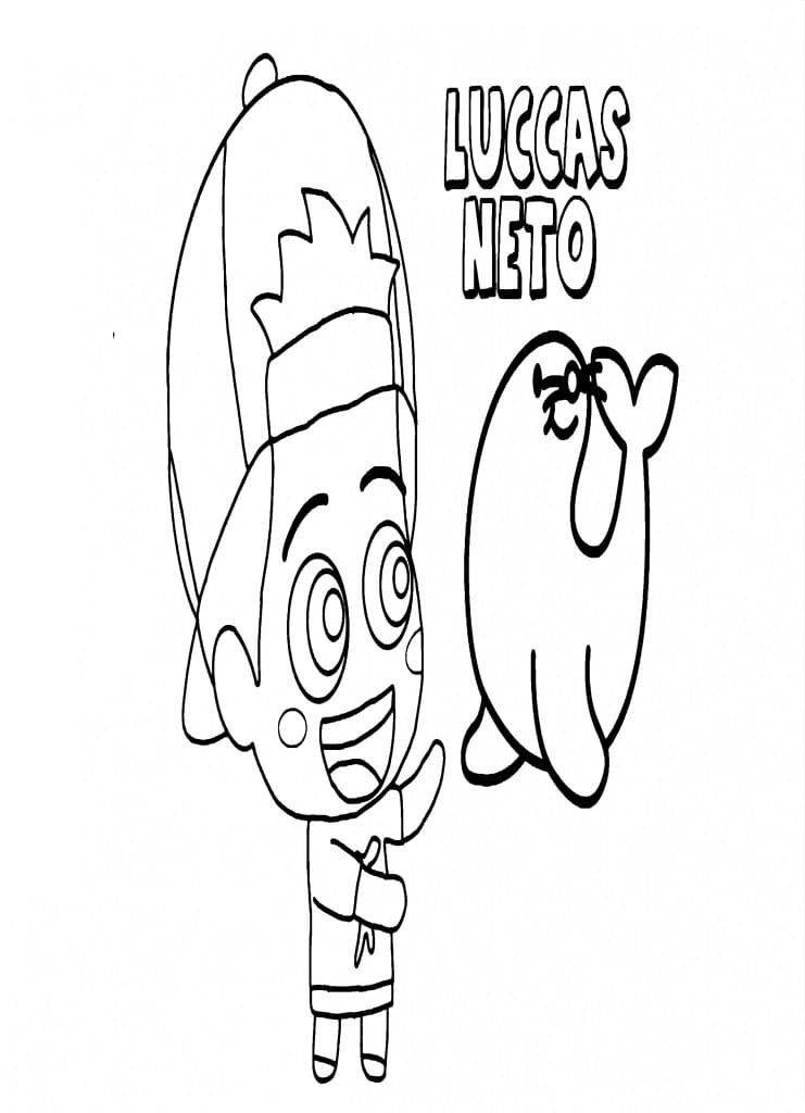 Desenho Luccas Neto e Selo para Colorir e Pintar