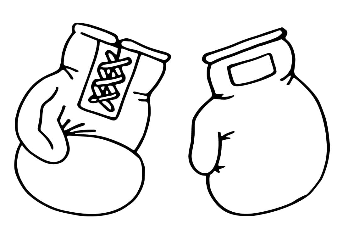 Desenho de Luvas de Boxe para Crianças para Colorir e Pintar