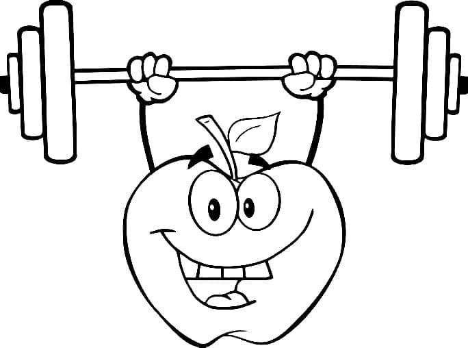 Desenho de Maçã Forte para Colorir e Pintar