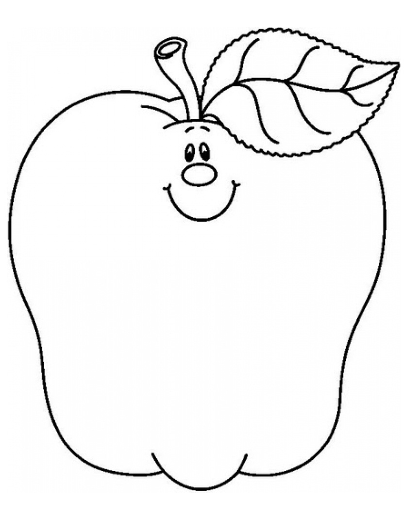 Desenho de Maçã para Pintar Tinta Guache