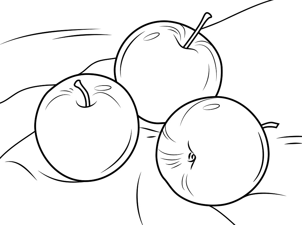 Desenho Imprimivel de Fruta Maçã para Pintar