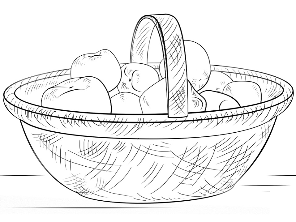 Desenho Imprimivel de Maçã para Colorir e Pintar