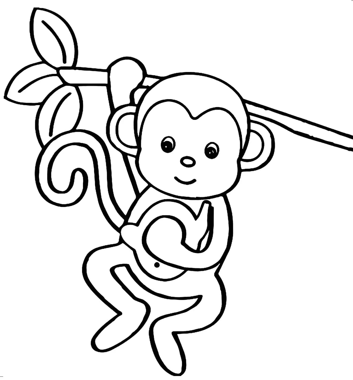 Desenho de Bebê Macaco para Colorir e Pintar