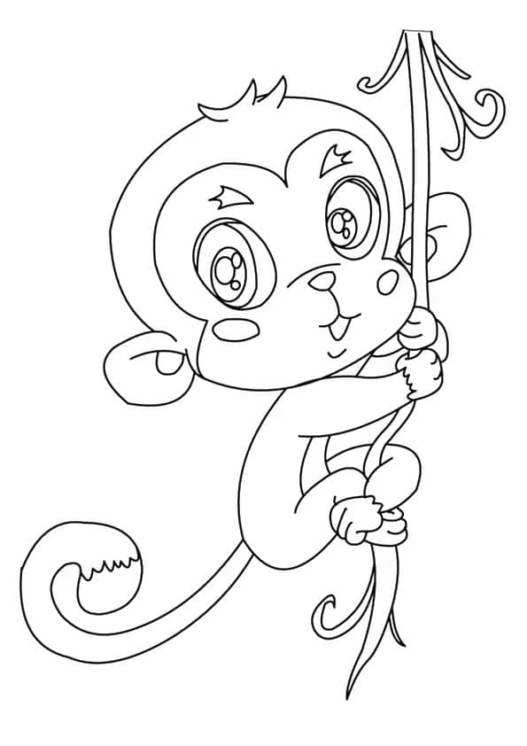 Desenho de Lindo Macaco para Colorir e Pintar