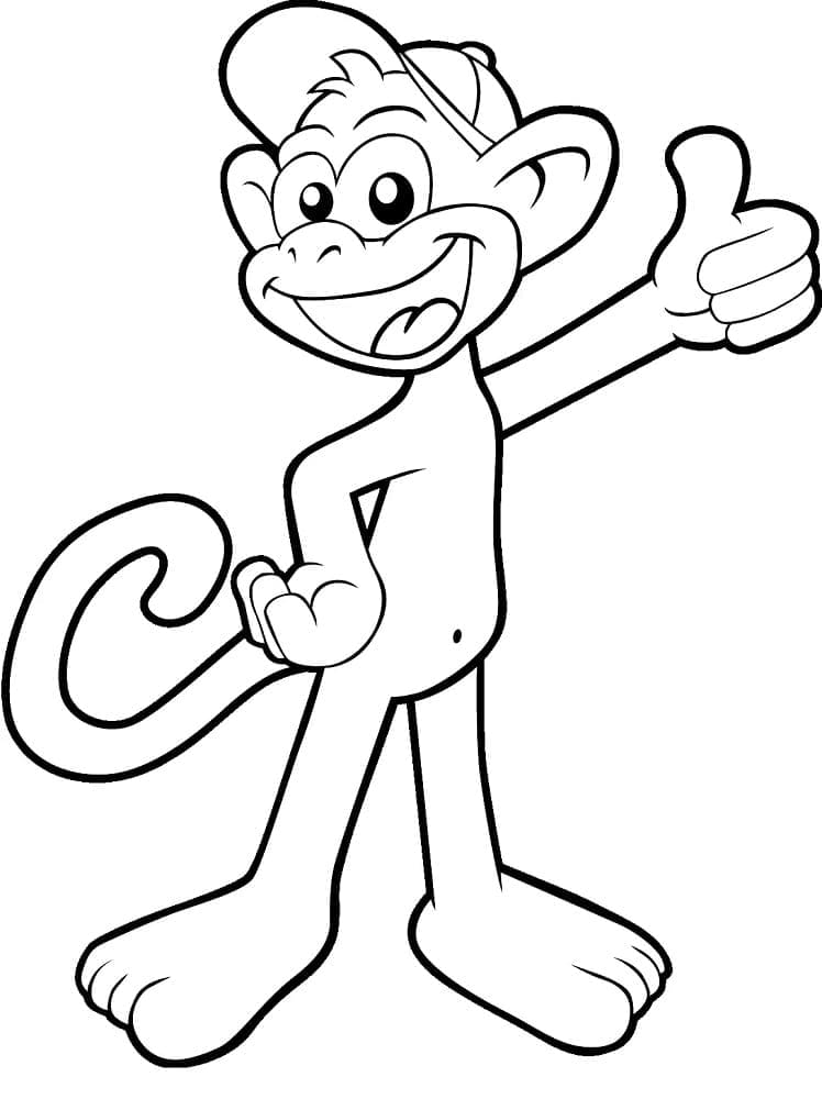 Desenho de Macaco Animado para Colorir e Pintar
