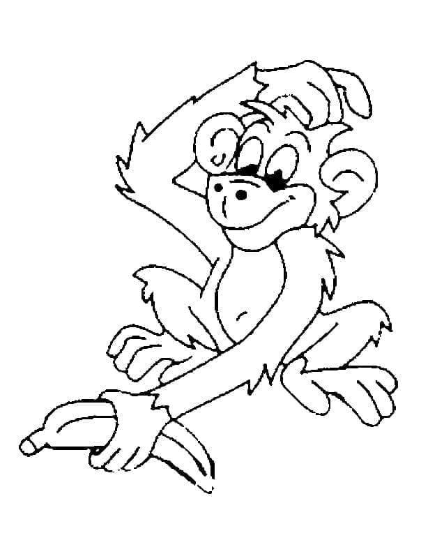 Desenho de Macaco com Banana para Colorir e Pintar