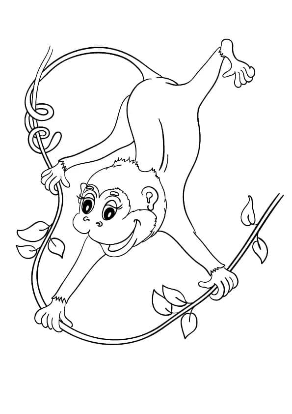 Desenho de Macaco Muito Feliz para Colorir e Pintar