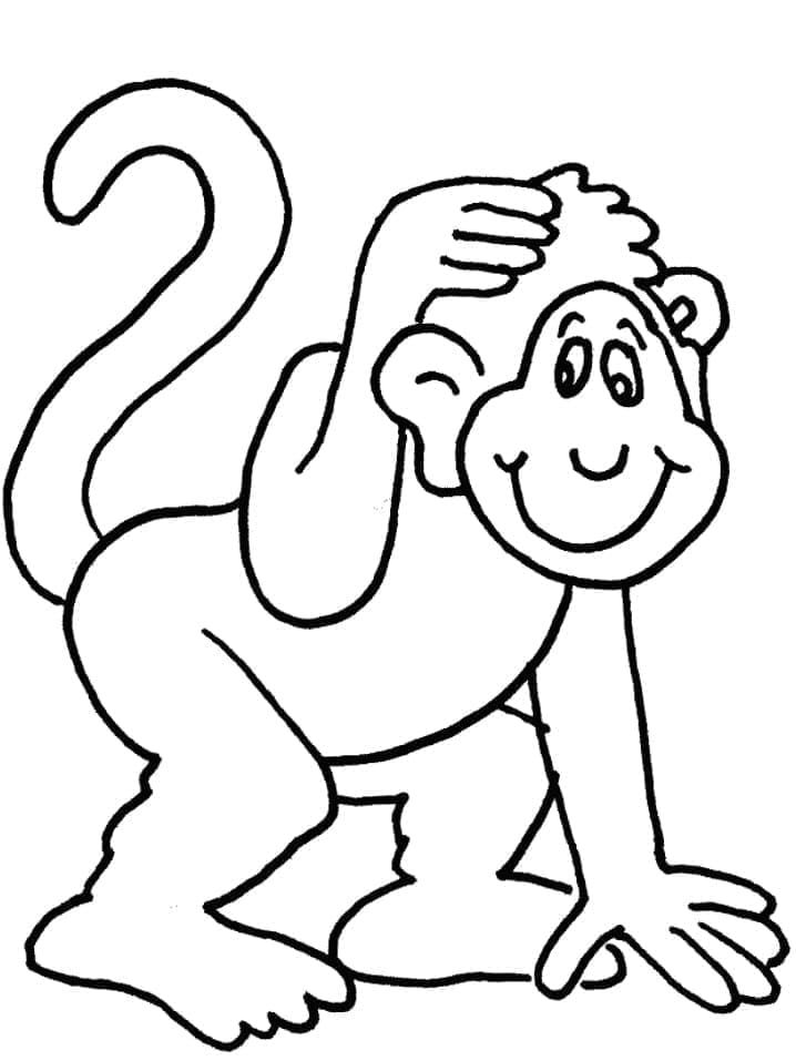 Desenho de Macaco Sorridente para Colorir e Pintar