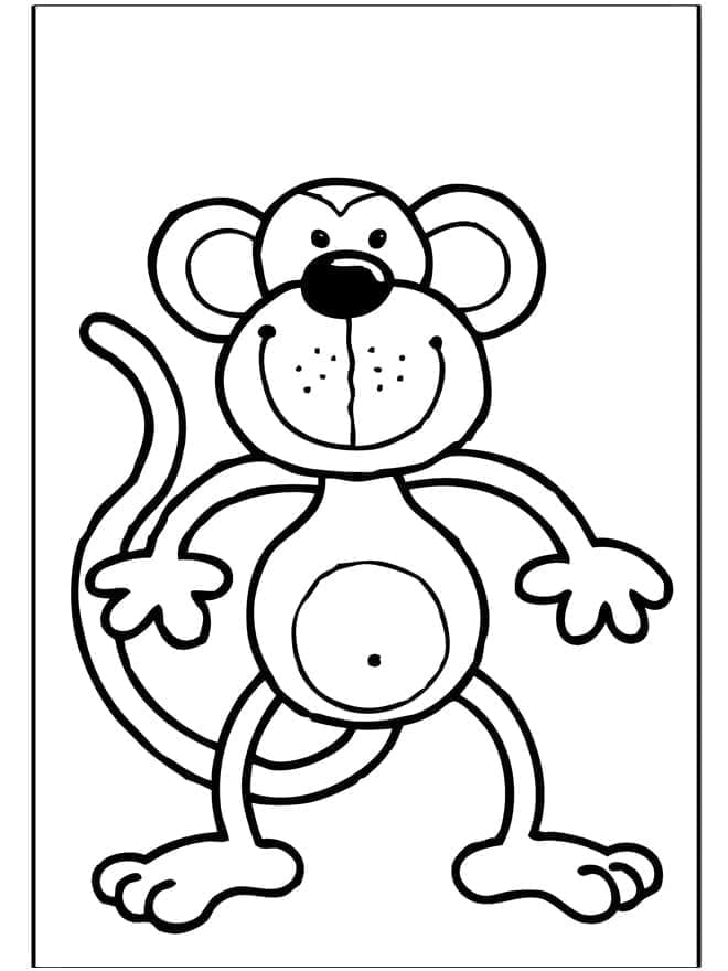 Desenho de um Macaco Alegre para Colorir e Pintar