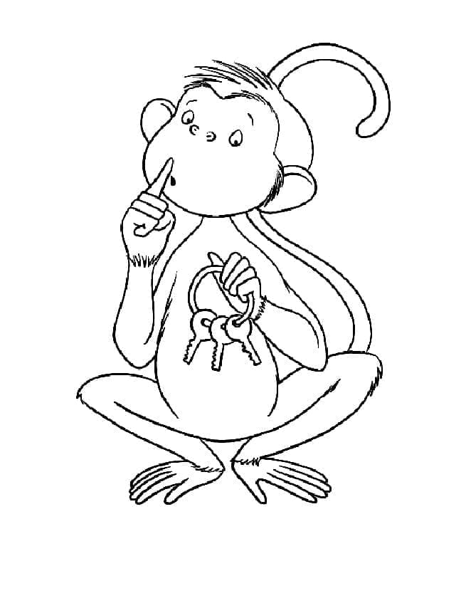 Desenho de um Macaco Curioso para Colorir e Pintar