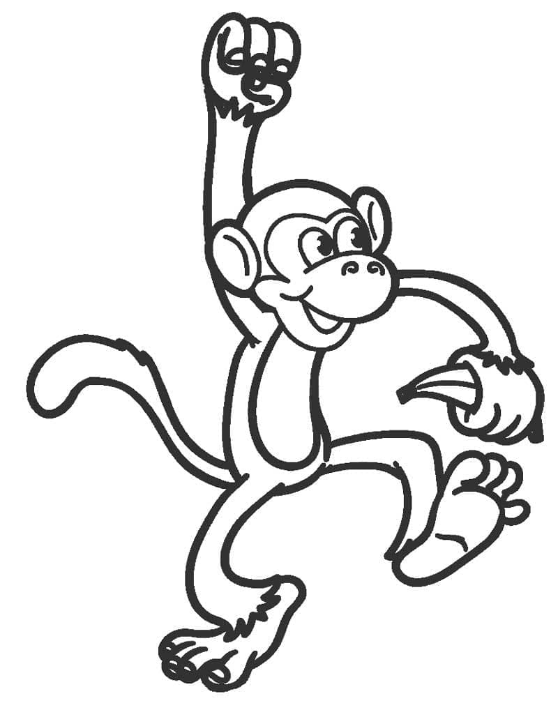 Desenho de um Macaco de Desenho Animado para Colorir e Pintar