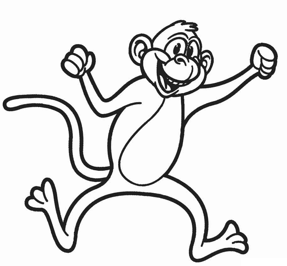 Desenho de um Macaco Engraçado para Colorir e Pintar