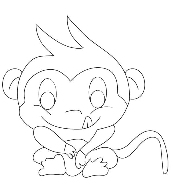 Desenho de um Macaco Muito Feliz para Colorir e Pintar