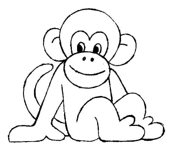 Desenho de um Macaco Simples para Colorir e Pintar
