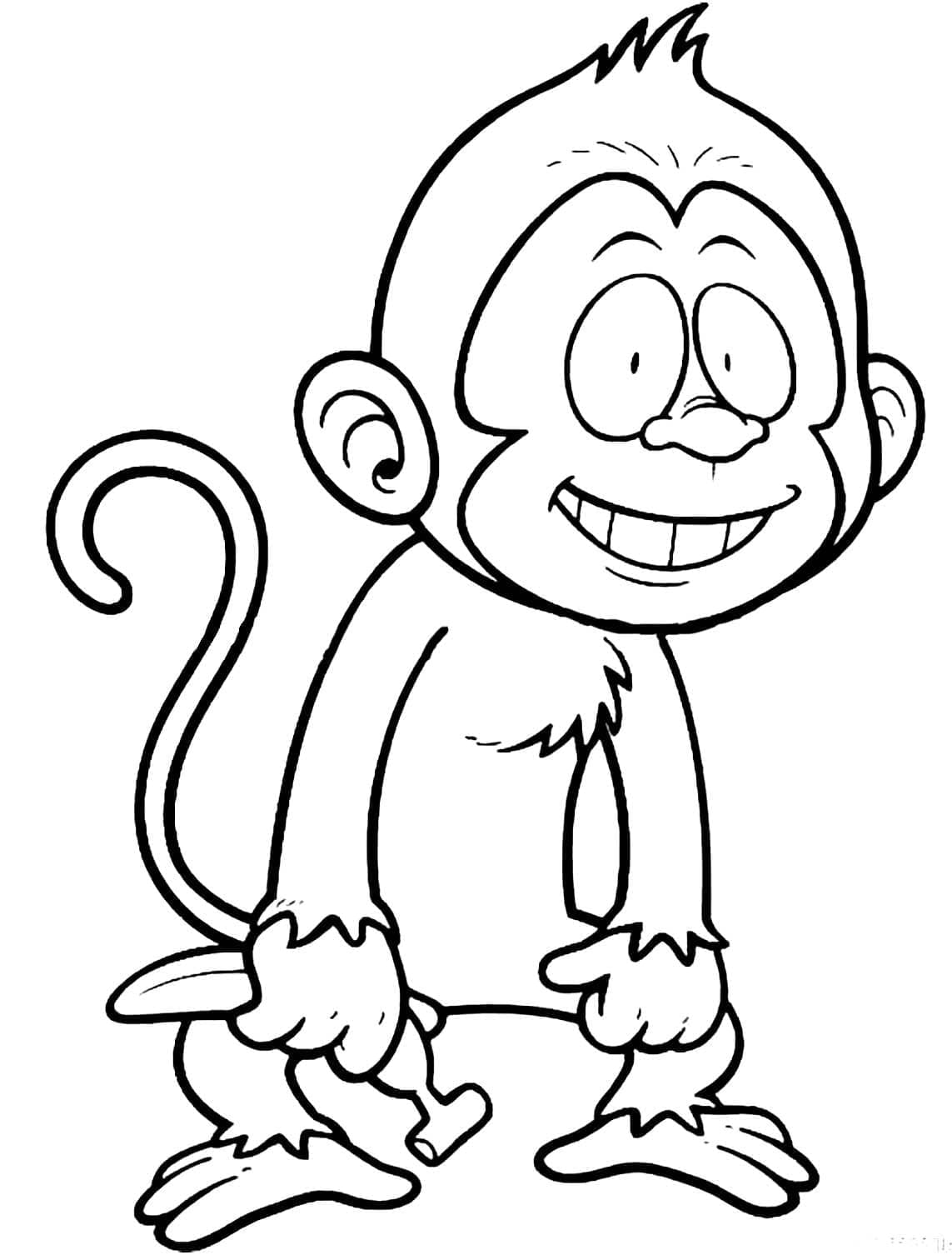 Desenho de um Macaco Sorridente para Colorir e Pintar