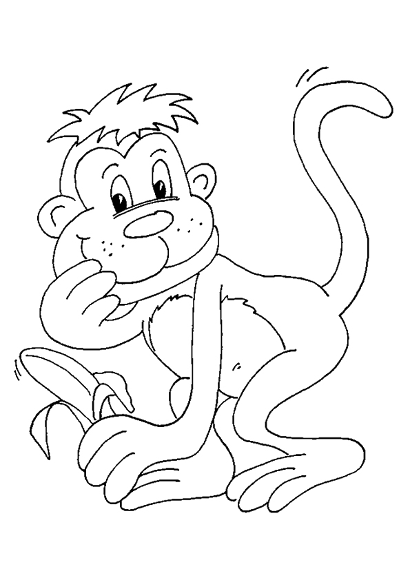 Desenho Pdf de Macaco com Banana e Pintar
