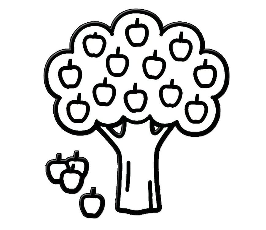 Desenho de Árvore Macieira para Colorir Download e Pintar