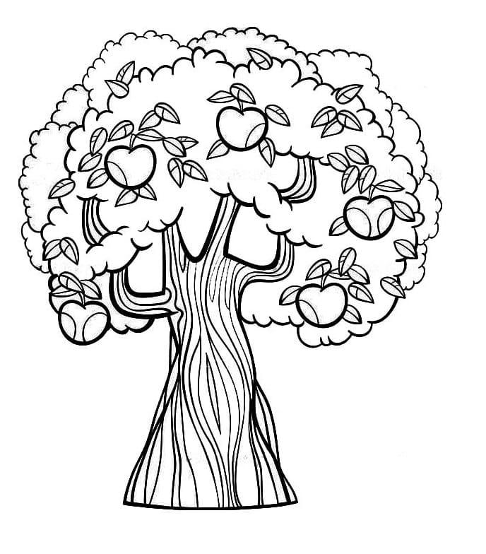 Desenho de Árvore Macieira para Imprimir Grátis e Pintar