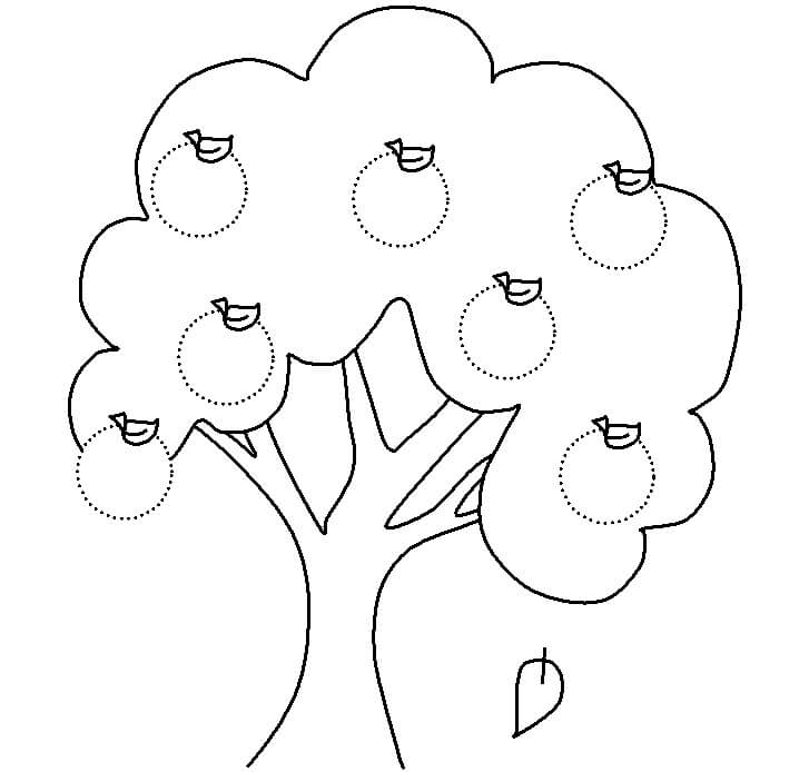 Desenho Imprimivel de Árvore Macieira para Colorir Grátis e Pintar
