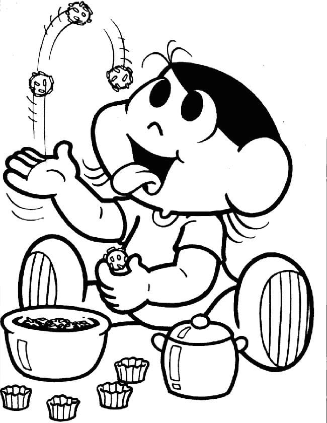 Desenho de Magali Comendo Brigadeiro para Colorir e Pintar