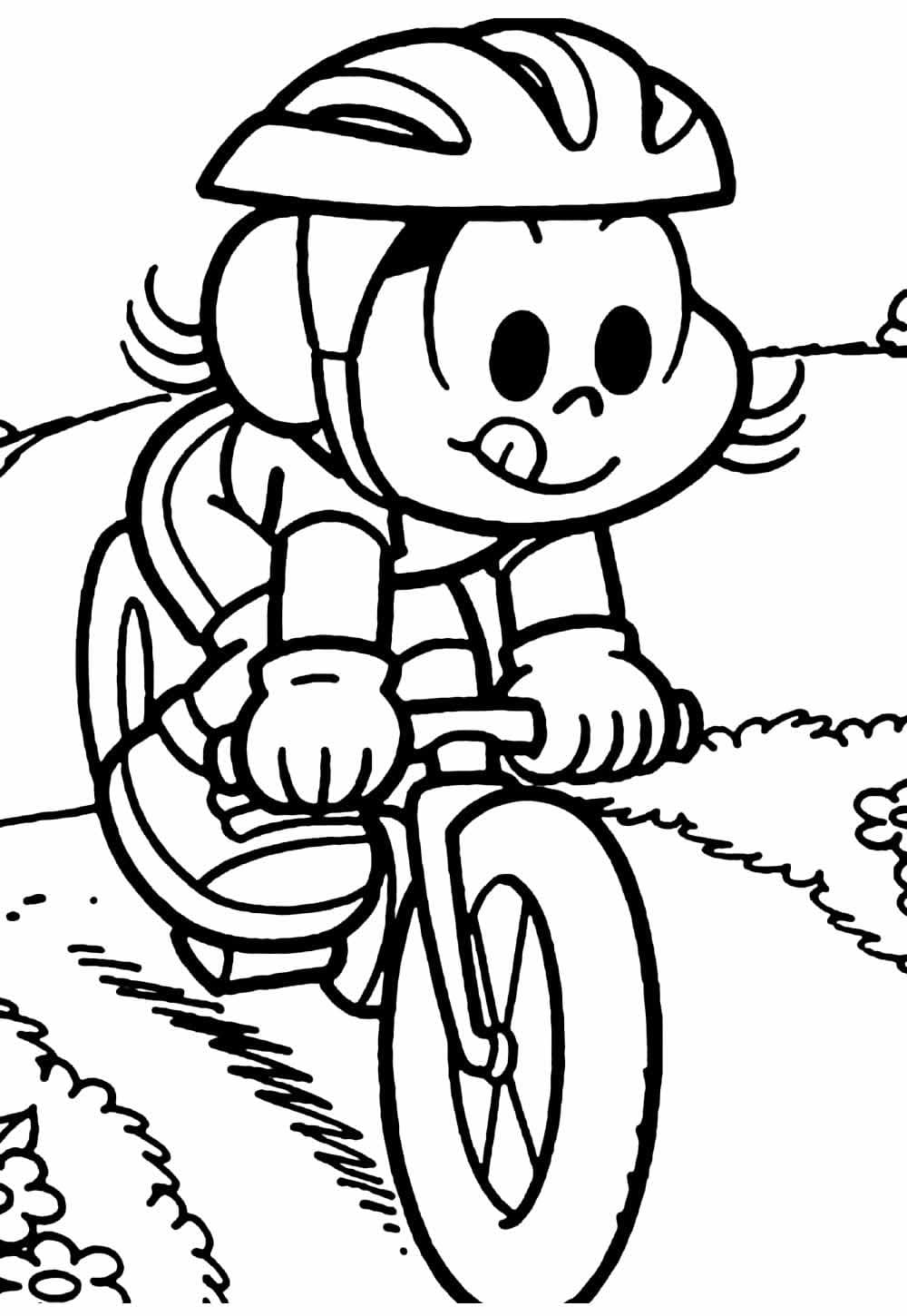 Desenho de Magali de Bicicleta para Colorir e Pintar