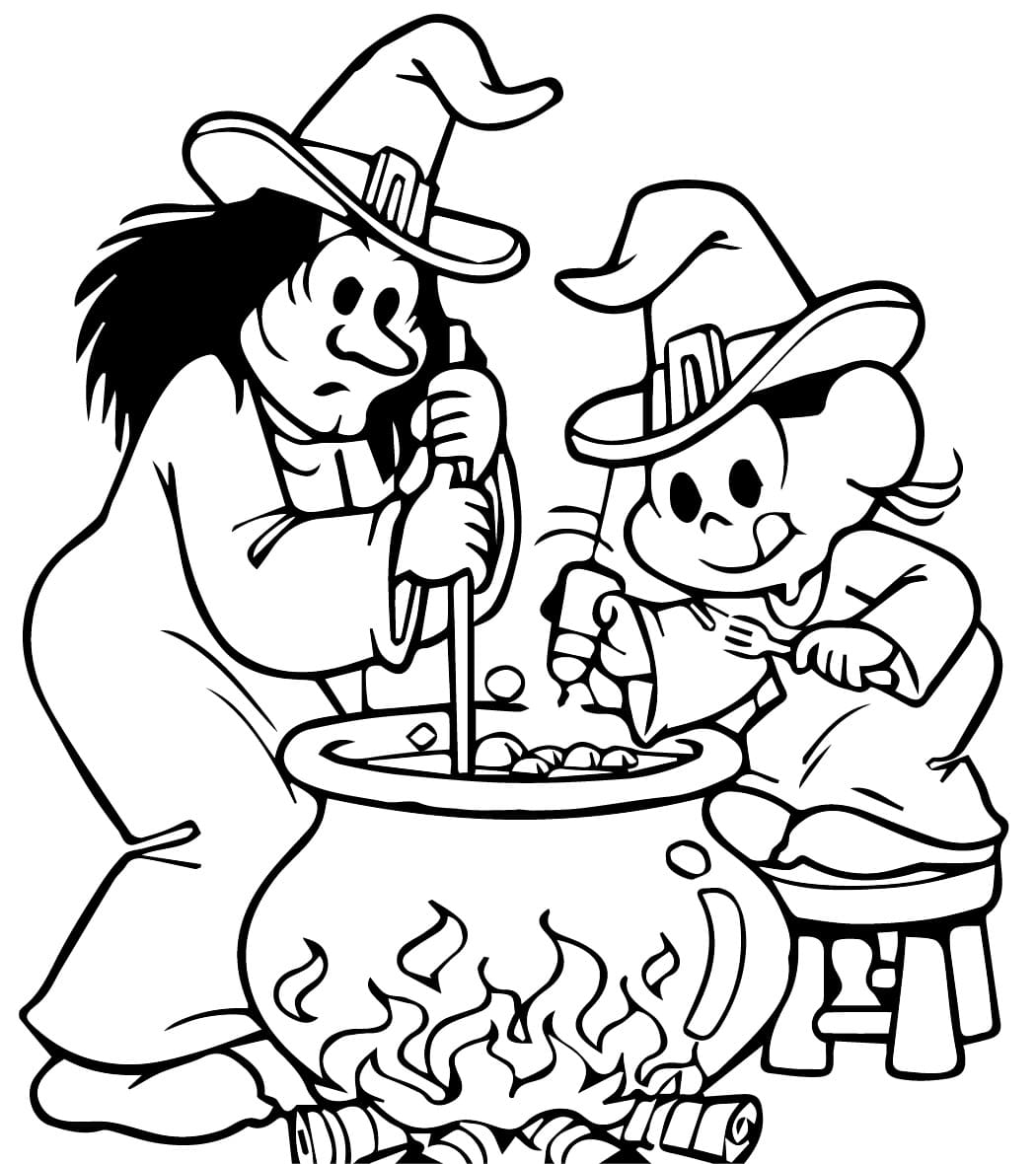 Desenho de Magali e Bruxa para Colorir e Pintar