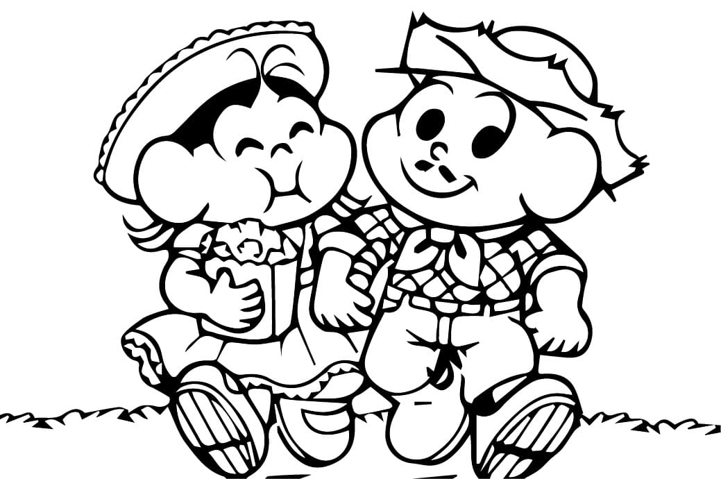 Desenho de Magali e Cascão para Colorir e Pintar