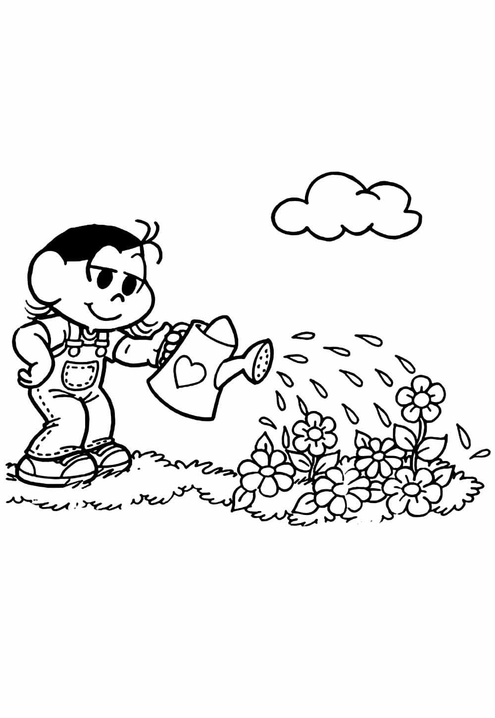 Desenho de Magali e Flores para Colorir e Pintar