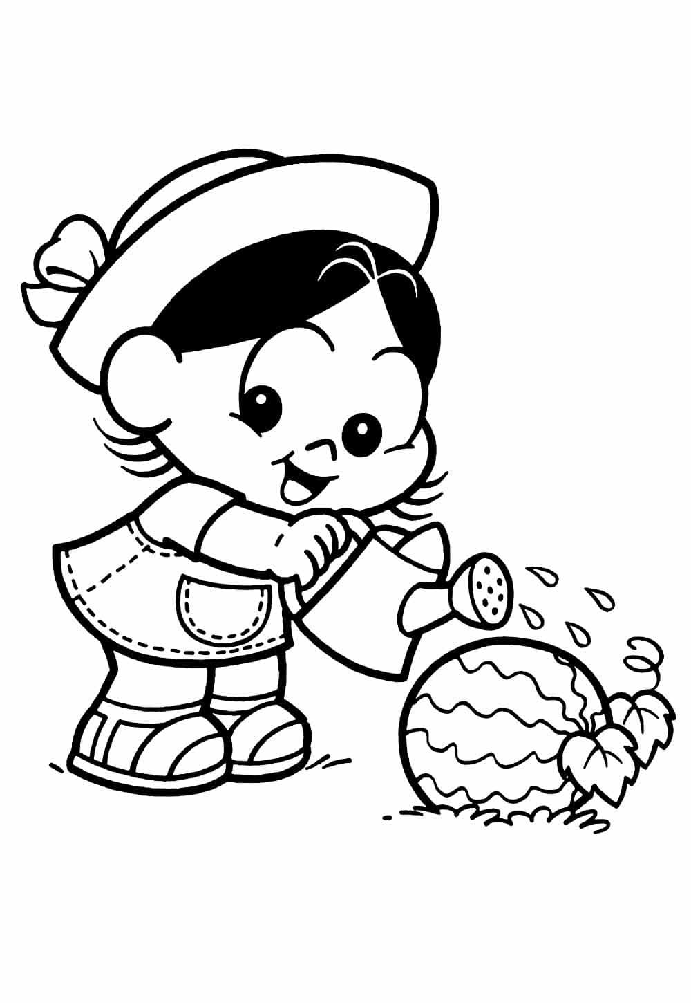 Desenho de Magali e Melancia para Colorir e Pintar