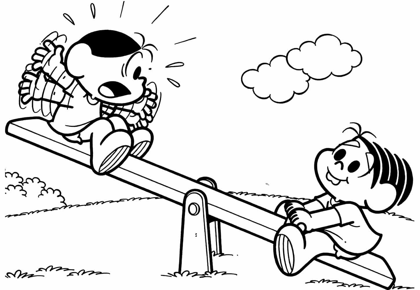 Desenho de Magali e Monica para Colorir e Pintar