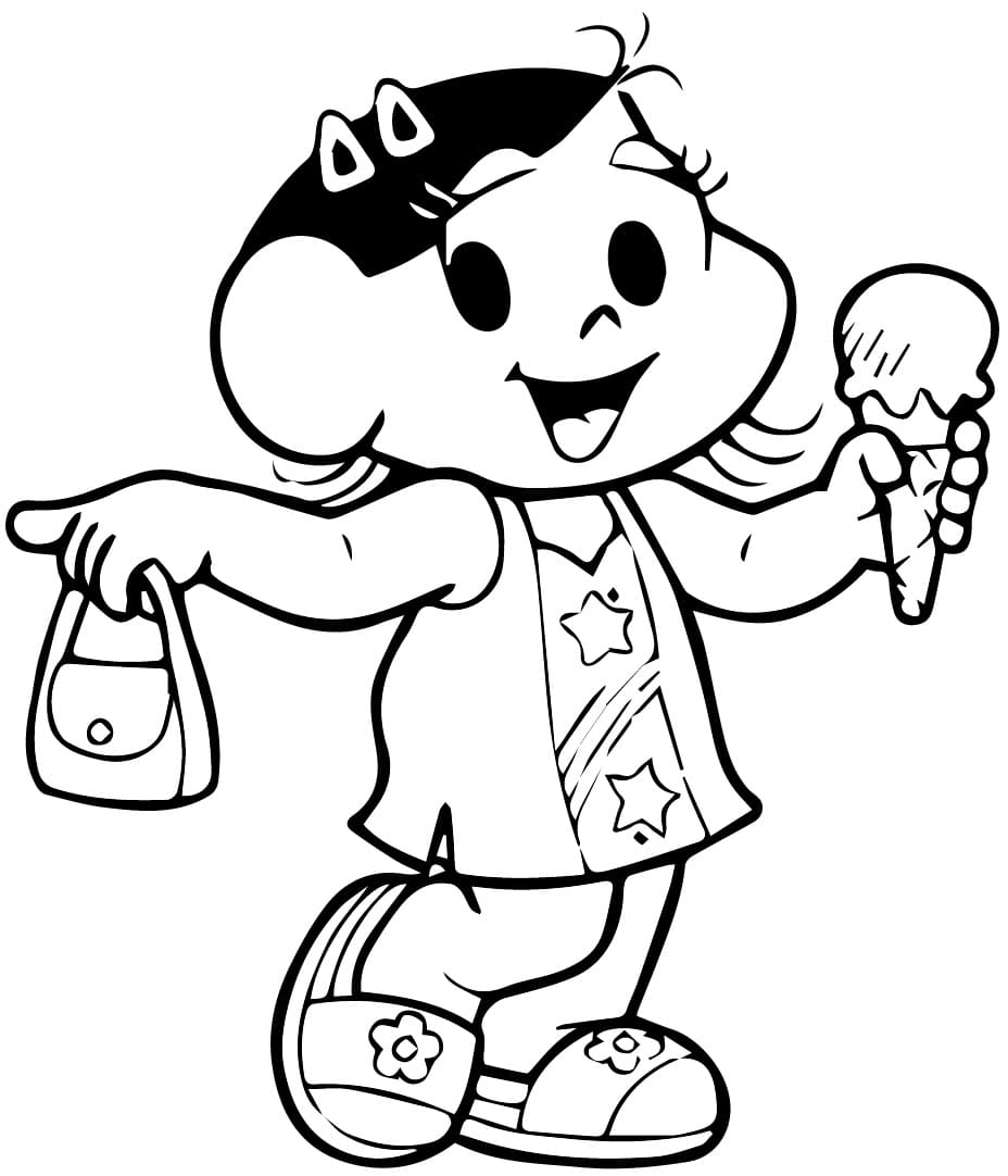Desenho de Magali e Sorvete para Colorir e Pintar