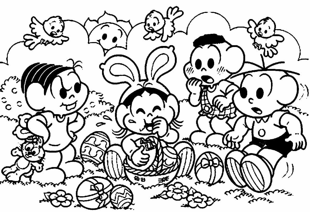 Desenho de Magali na Páscoa para Colorir e Pintar