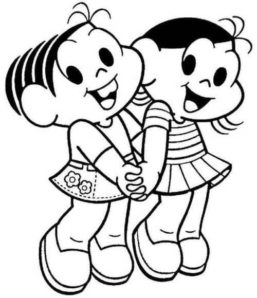 Desenho de Monica e Magali para Colorir e Pintar