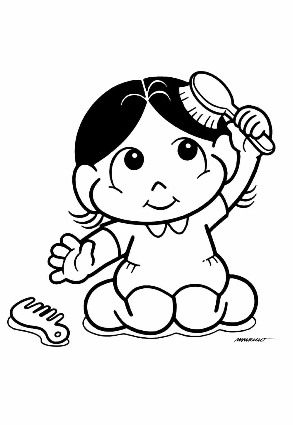 Desenho de Pequena Magali para Colorir e Pintar