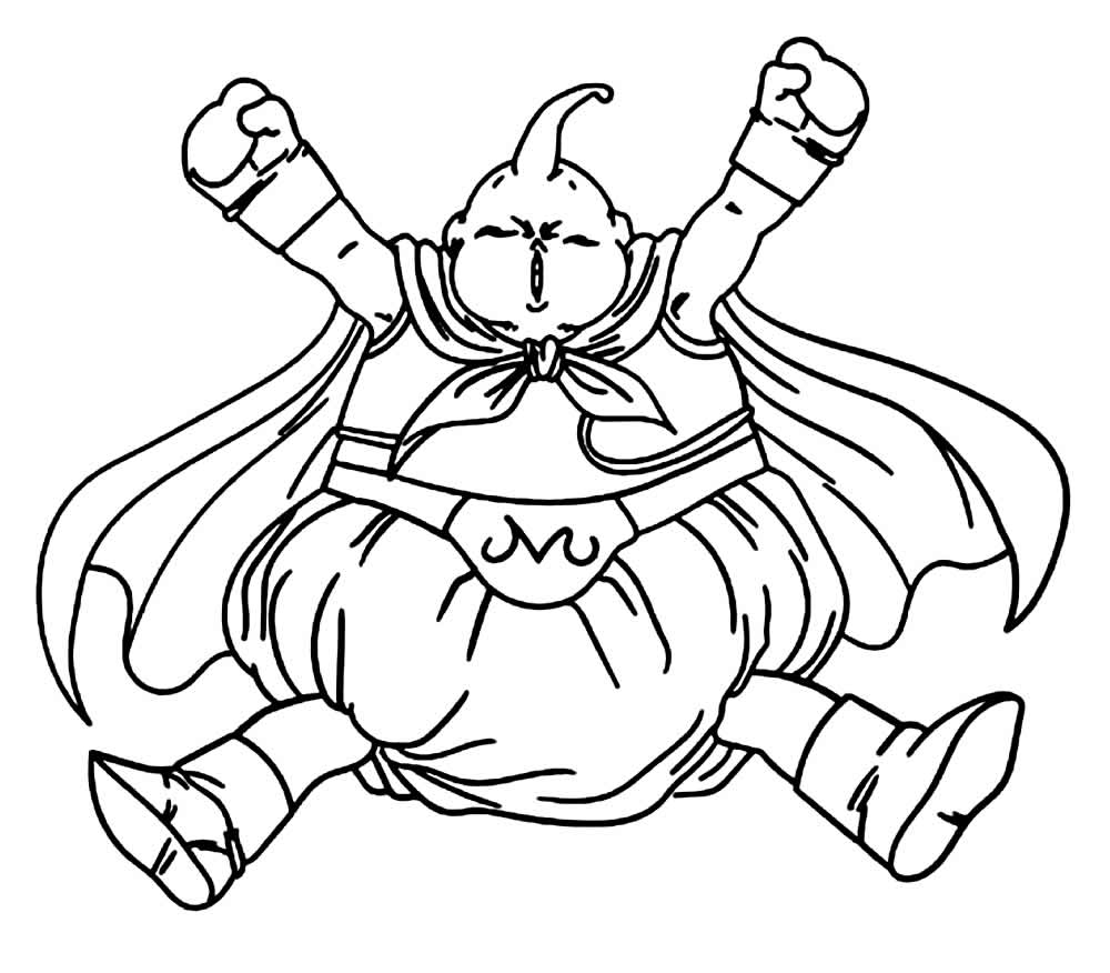 Desenho de Majin Boo Dragon Ball para Colorir Giz de Cera e Pintar