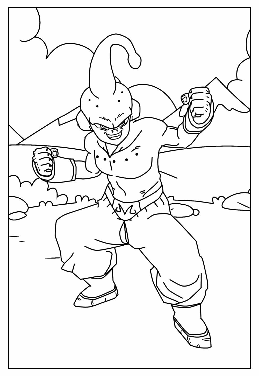Desenho de Majin Boo para Colorir Fácil Pdf e Pintar