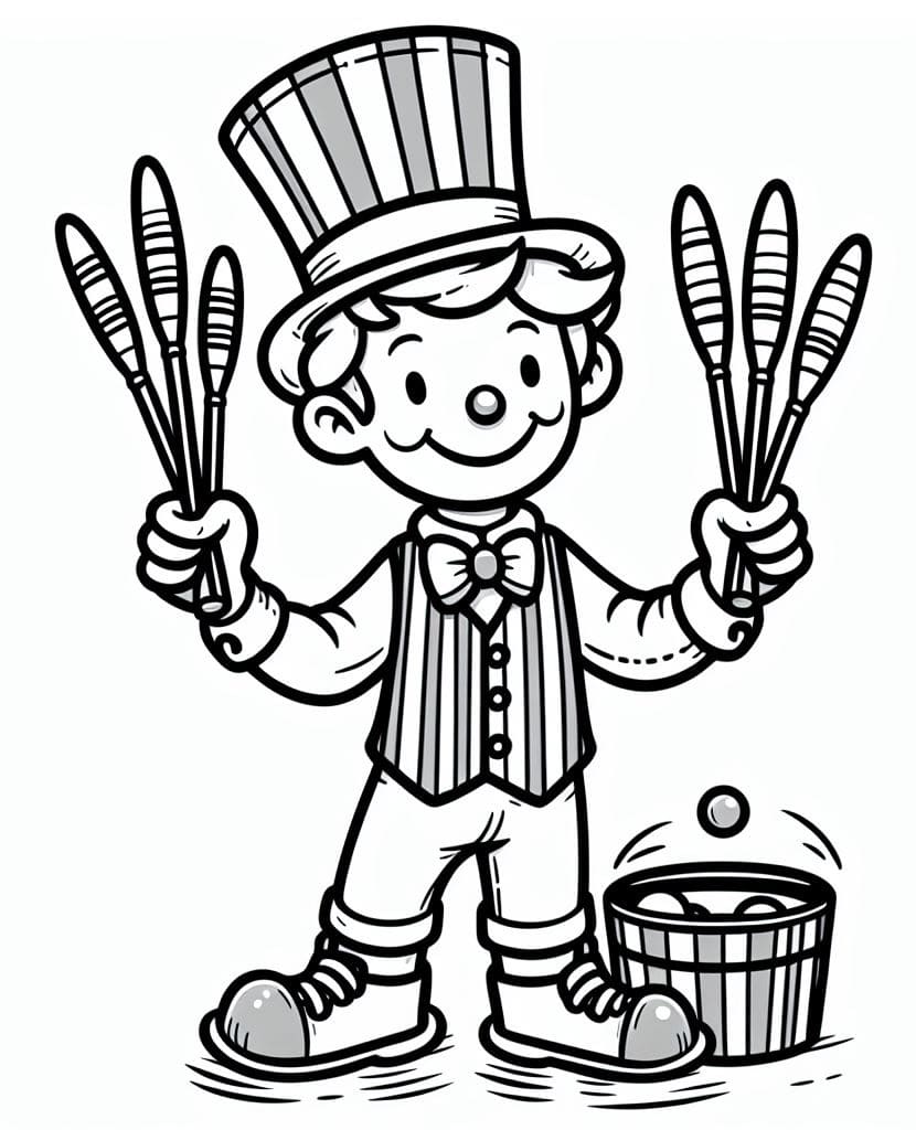 Desenho de Malabarista Fofo para Colorir e Pintar