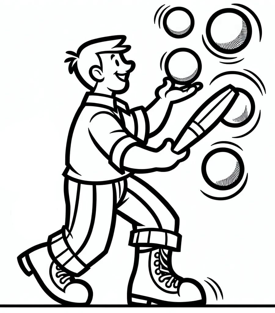 Desenho de Malabarista para Crianças para Colorir e Pintar