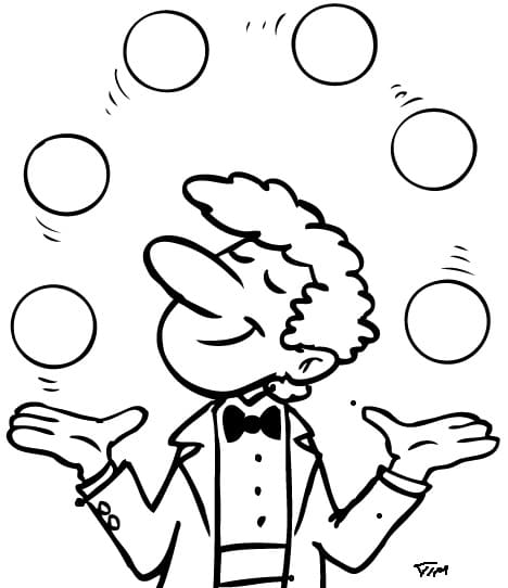 Desenho de Malabarista Sorridente para Colorir e Pintar